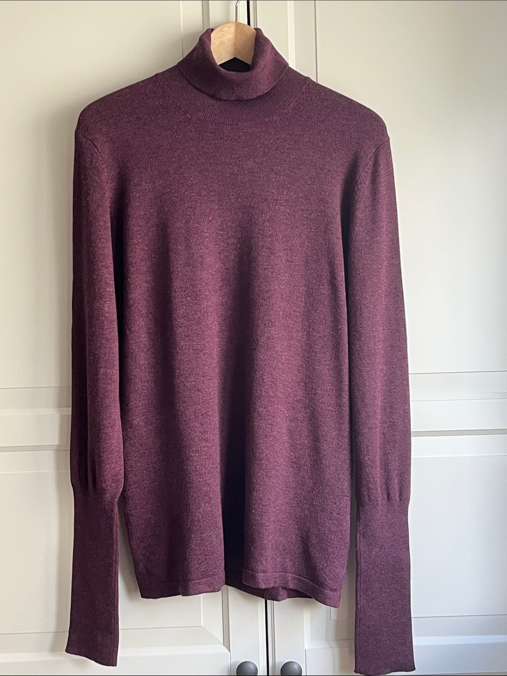 Irene long sleeve turtleneck sweater in burgundy Size US L